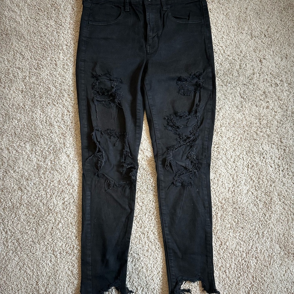 American Eagle Outfitters Black Ripped Skinny Jeans